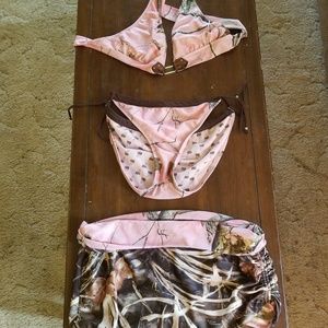 3 piece pink camo swimsuit